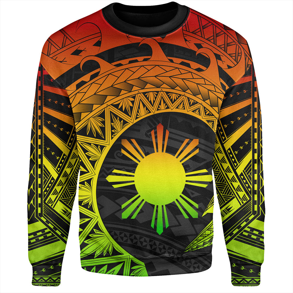 Philippines Filipinos Sweatshirt Sun Tribal Polynesia Reggae-Myprintsy