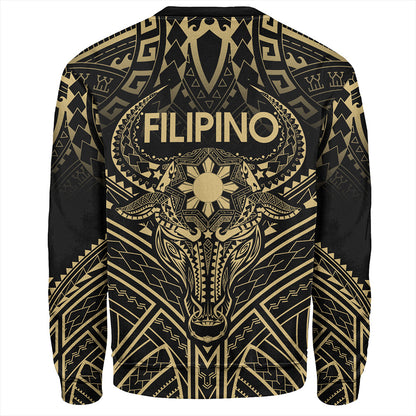 Philippines Filipinos Sweatshirt Tribal Koner Water Buffalo Tattoo Gold-Myprintsy