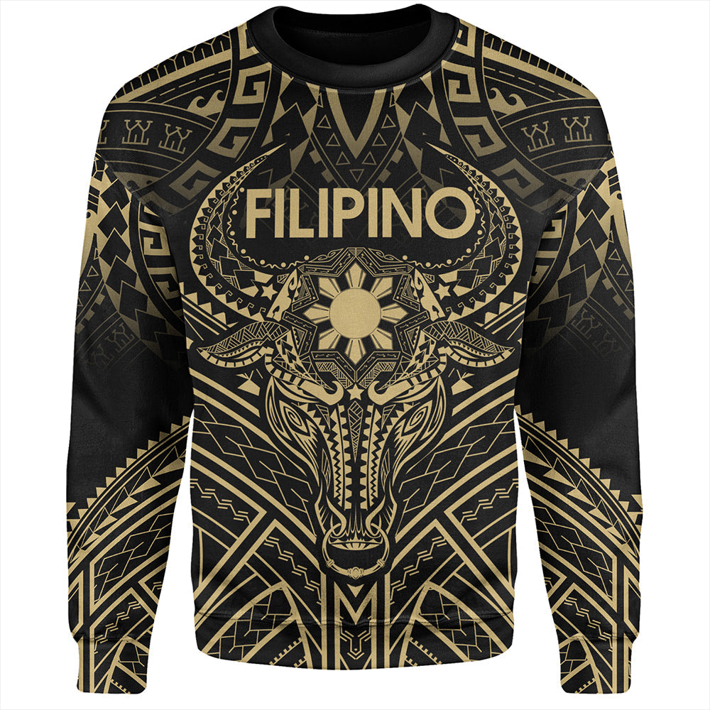 Philippines Filipinos Sweatshirt Tribal Koner Water Buffalo Tattoo Gold-Myprintsy