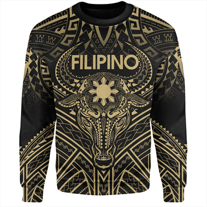 Philippines Filipinos Sweatshirt Tribal Koner Water Buffalo Tattoo Gold-Myprintsy