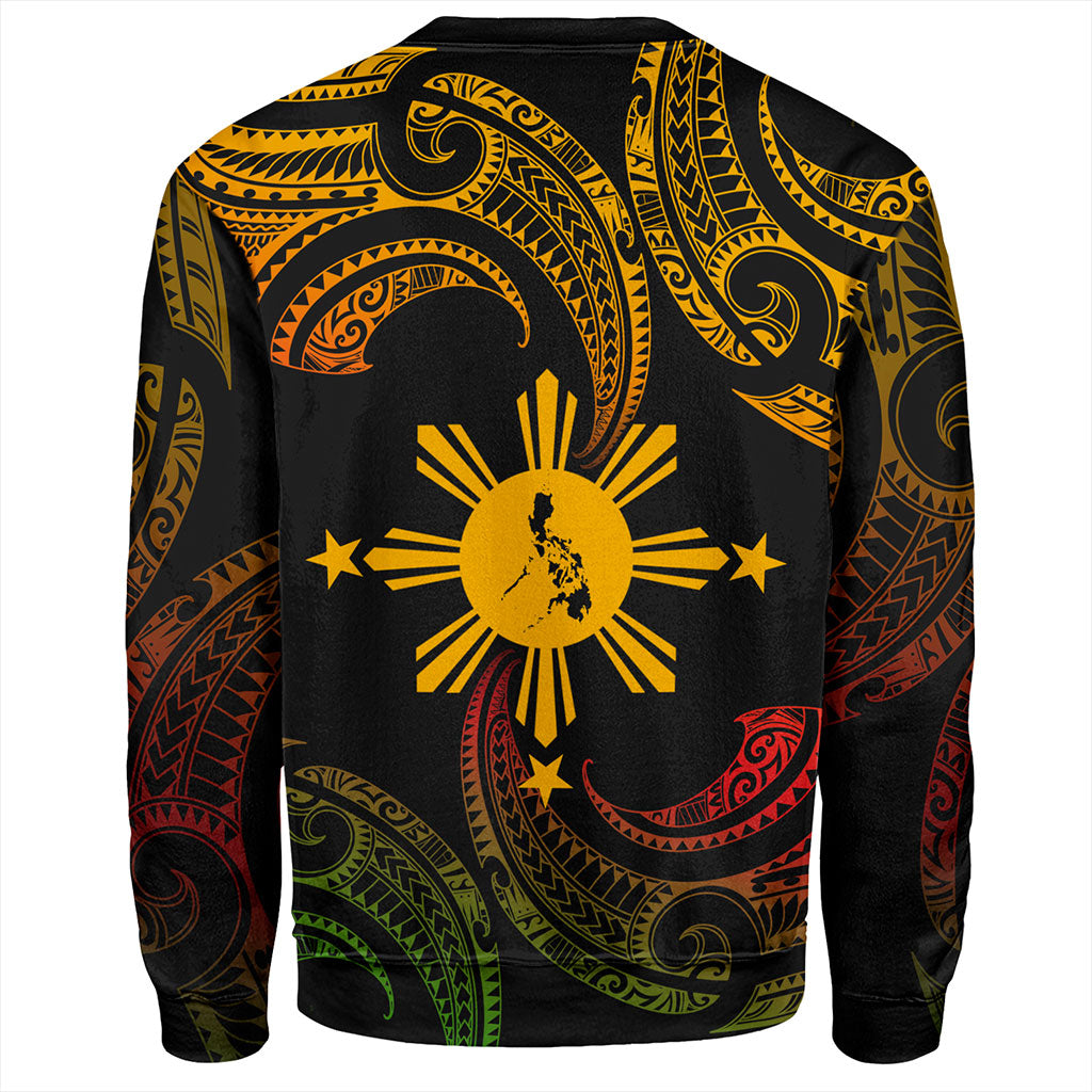 Philippines Filipinos Sweatshirt Tribal Polynesian Wave Tattoo-Myprintsy