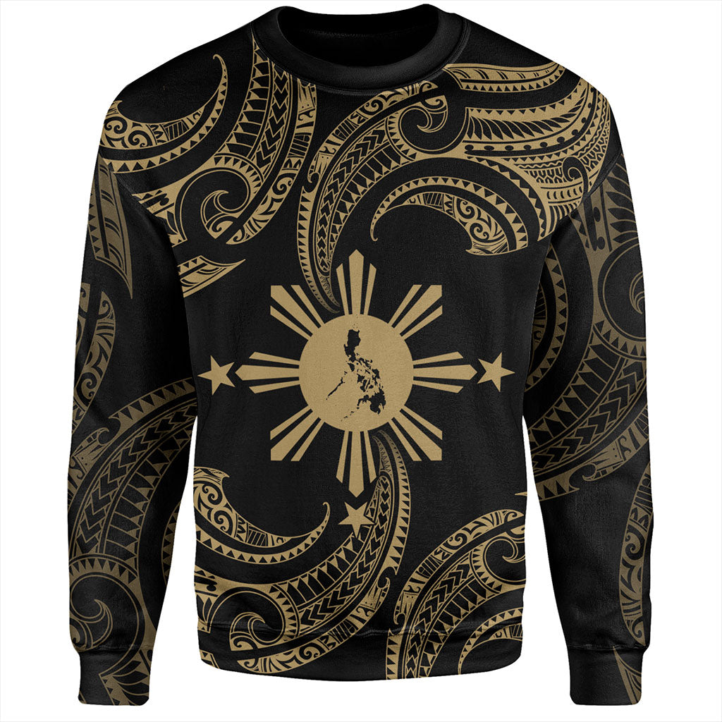 Philippines Filipinos Sweatshirt Tribal Polynesian Wave Tattoo-Myprintsy