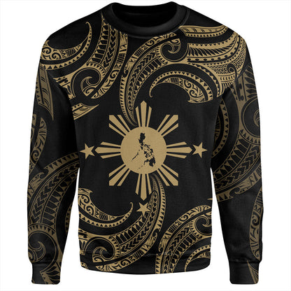 Philippines Filipinos Sweatshirt Tribal Polynesian Wave Tattoo-Myprintsy