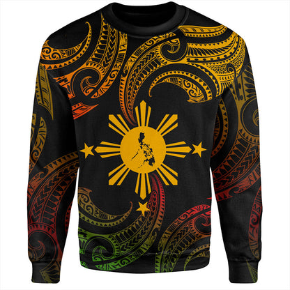 Philippines Filipinos Sweatshirt Tribal Polynesian Wave Tattoo-Myprintsy