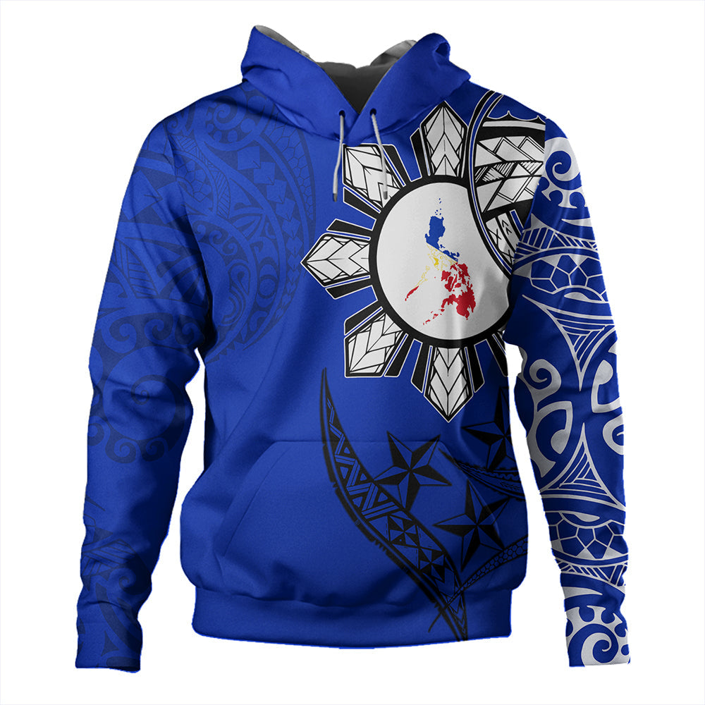 Philippines Hoodie Tribal Sun In My Heart Blue Style-Myprintsy