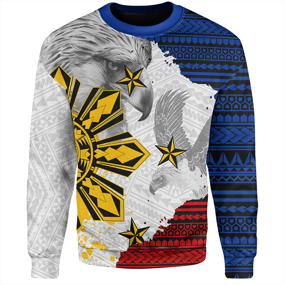 Philippines Sweatshirt Eagles Filipino Sun Flag Grunge Style-Myprintsy