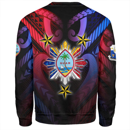 Philippines Sweatshirt - Guam Seal With Philippines Sun And Stars-Myprintsy
