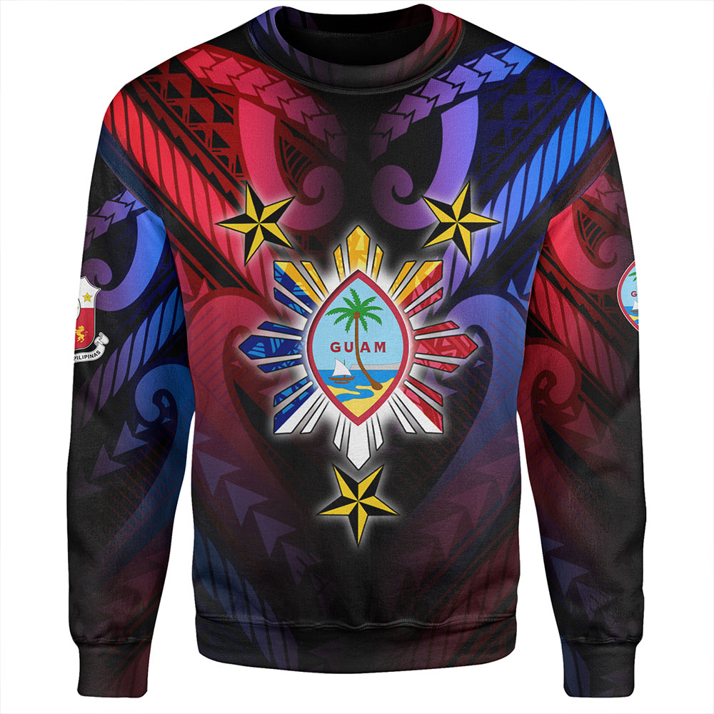 Philippines Sweatshirt - Guam Seal With Philippines Sun And Stars-Myprintsy