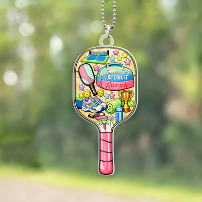 Pickleball Gifts For Her - Personalized Pickleball Acrylic Car Hanger-Myprintsy