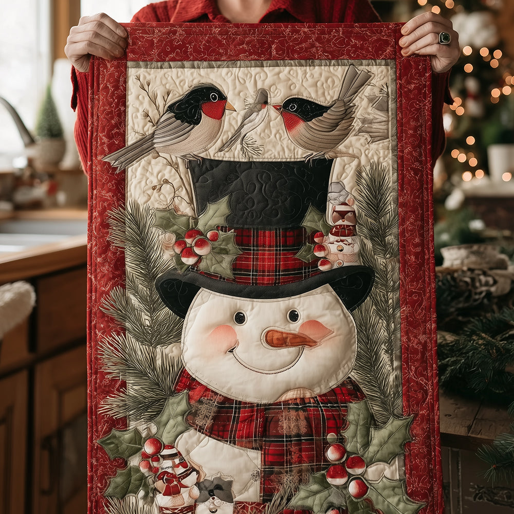 Pine Perch Snowman Quilted Table Runner VTQ-Myprintsy