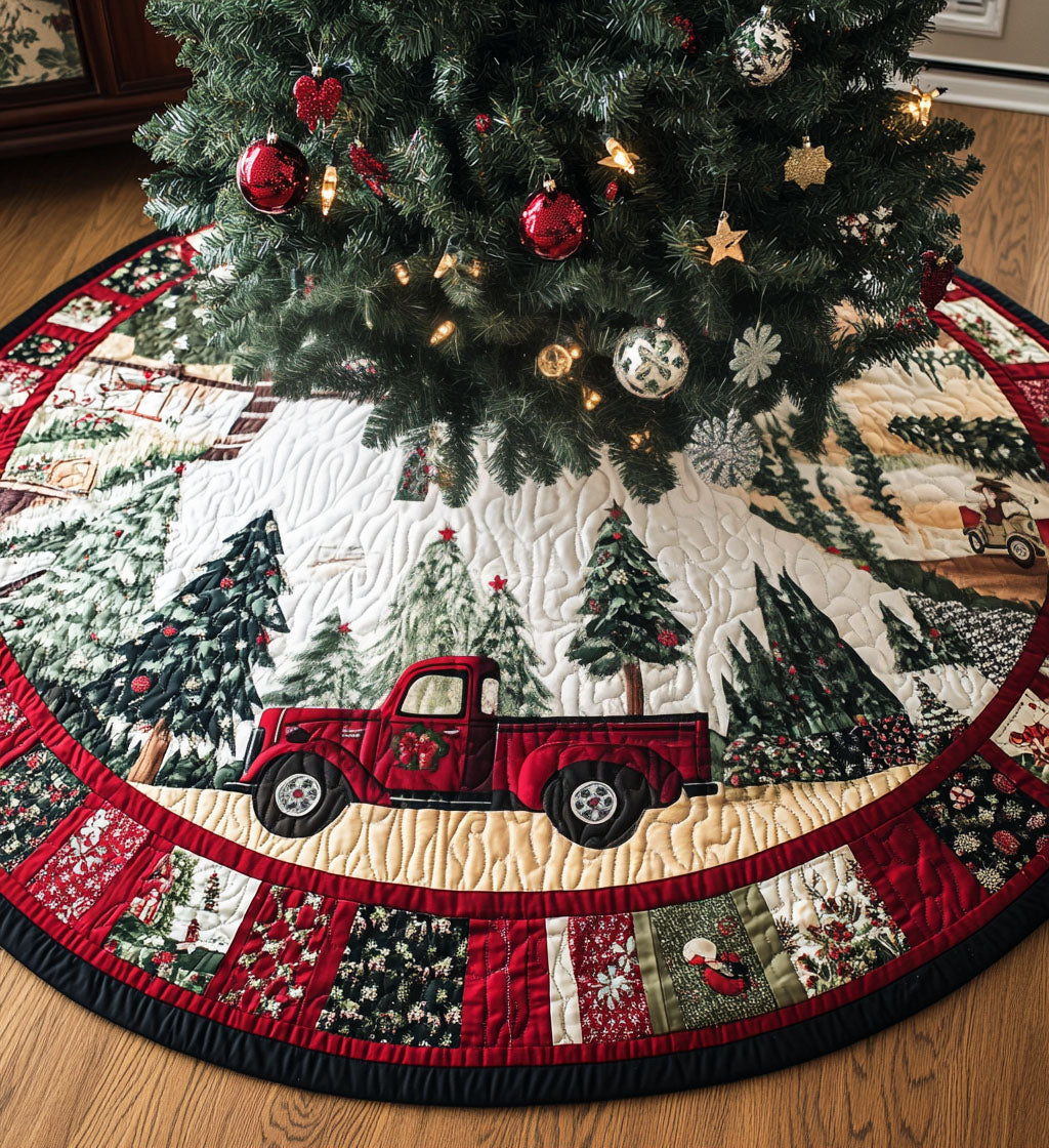 Pinecone Pathway Quilted Christmas Tree Skirt VTQ-Myprintsy