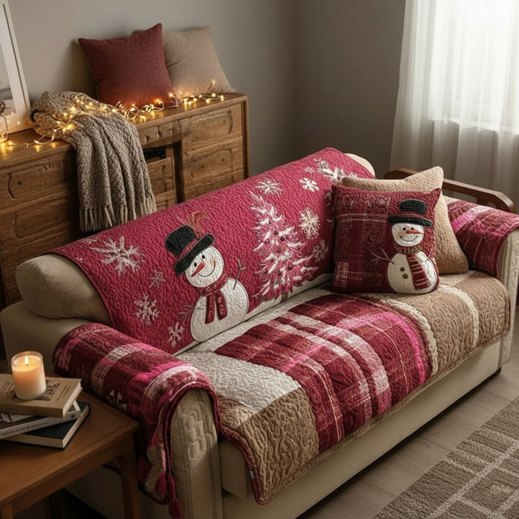 Pink Frost Festive Nights Quilted Sofa Cover VTQ-Myprintsy