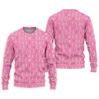 Pink Ribbon Golf Polo - Funny Stick Figure Men's Golf, Breast Cancer Awareness Shirts-Myprintsy