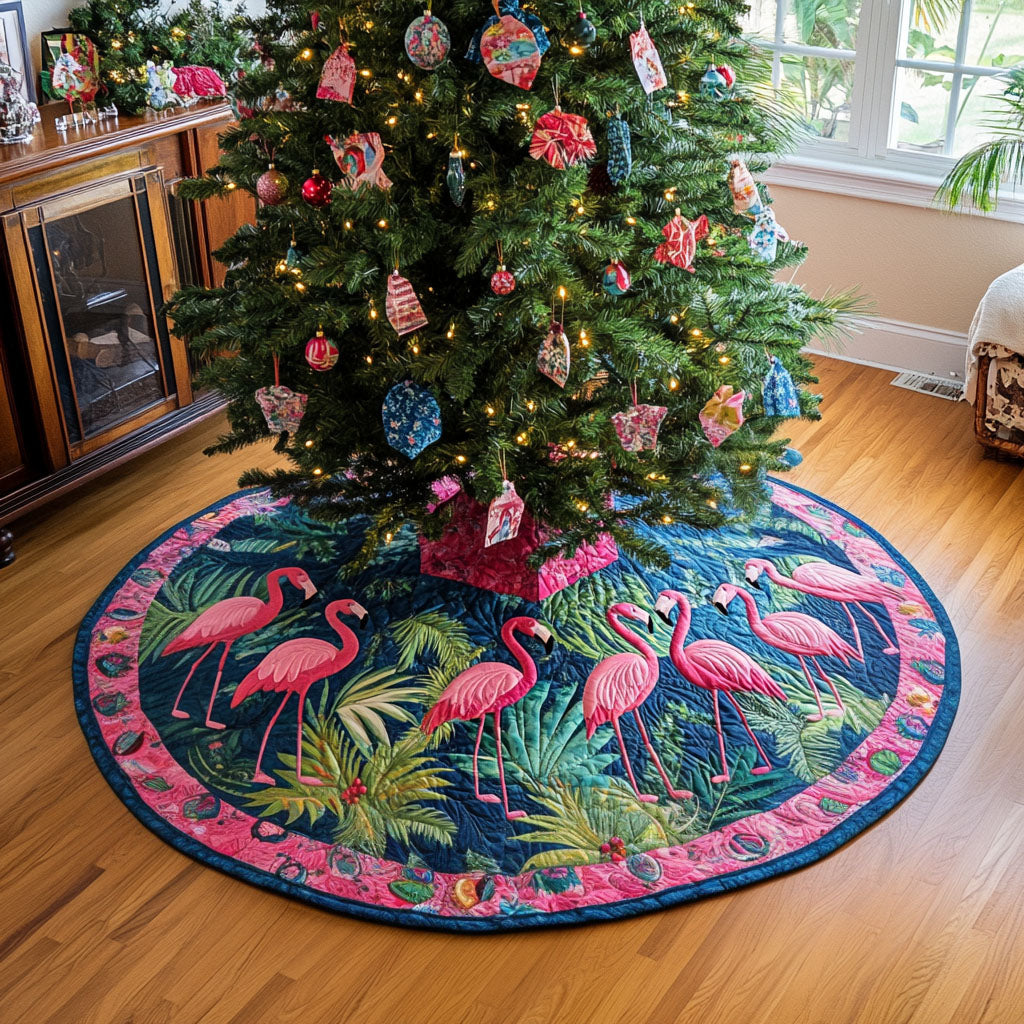 Pink Tropics Quilted Christmas Tree Skirt-Myprintsy