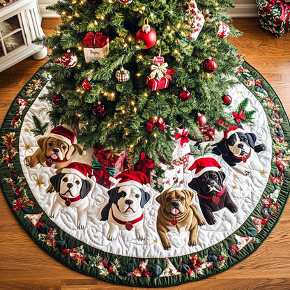Pitbull Christmas Charm Christmas Quilted Tree Skirt-Myprintsy