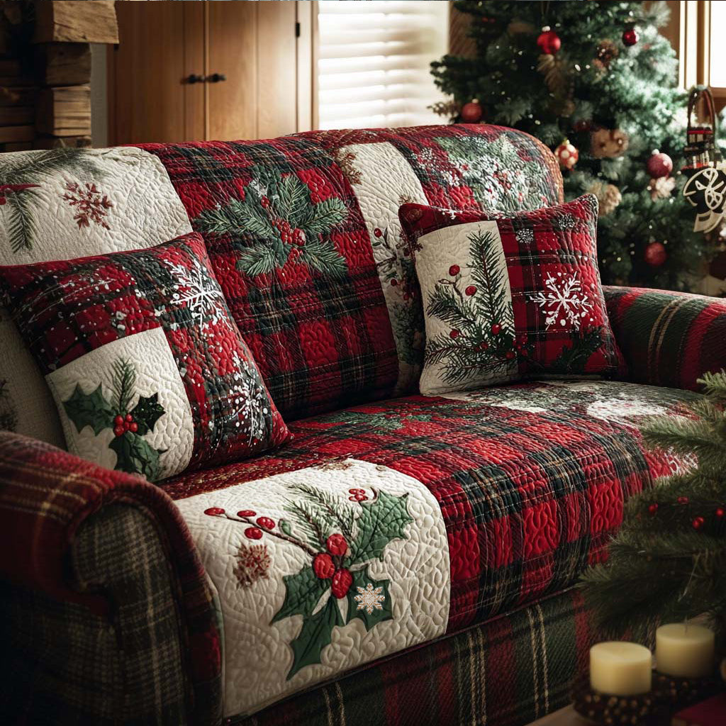 Plaid Flannel Quilted Sofa Cover VTQ-Myprintsy