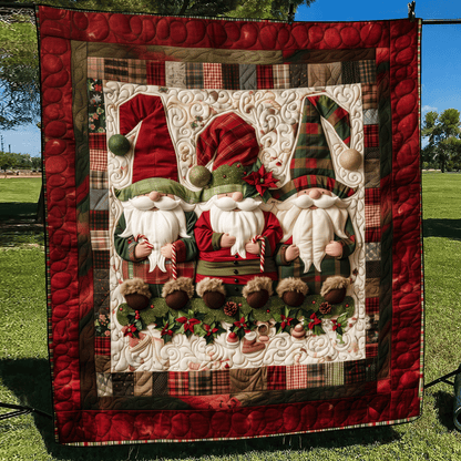Plaid Gnome Quilted Blanket VTQ-Myprintsy