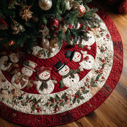 Plaid Snowman Quilted Christmas Tree Skirt VTQ-Myprintsy