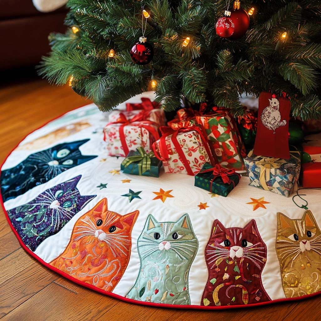 Playful Pounce Christmas Quilted Tree Skirt-Myprintsy