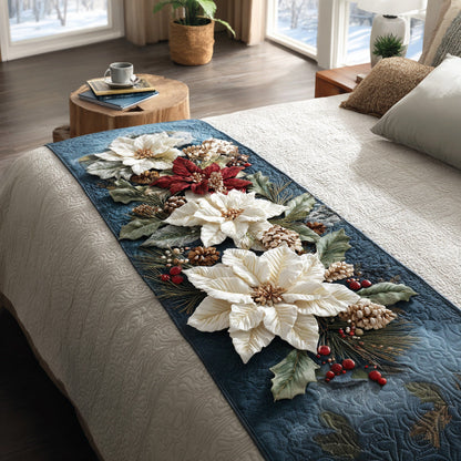 Poinsettia Glow Quilted Bed Runner VTQ-Myprintsy