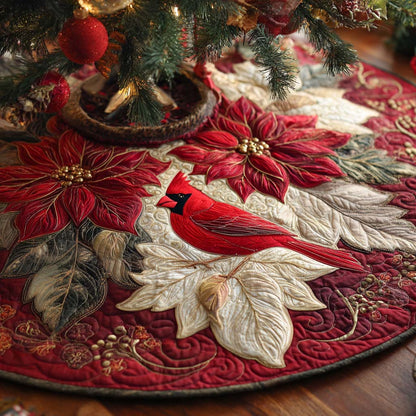Poinsettia Nest Whisper Quilted Tree Skirt-Myprintsy