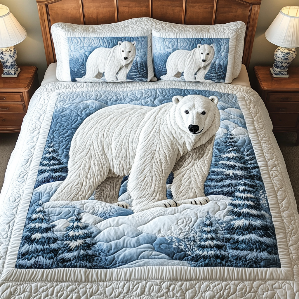 Polar Serenity -Piece Quilted Bedding Set VH VTQ-Myprintsy