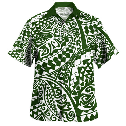 Polynesia Hawaiian Shirt Tribal Print Fabric