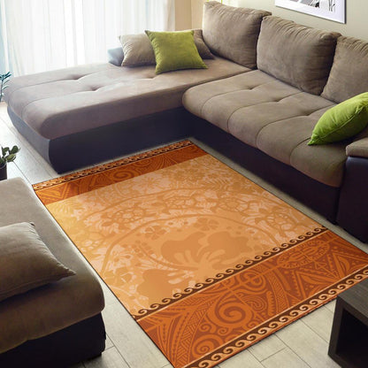 Polynesian Area Rug - Hibiscus And Turtle Vintage Pattern-Myprintsy