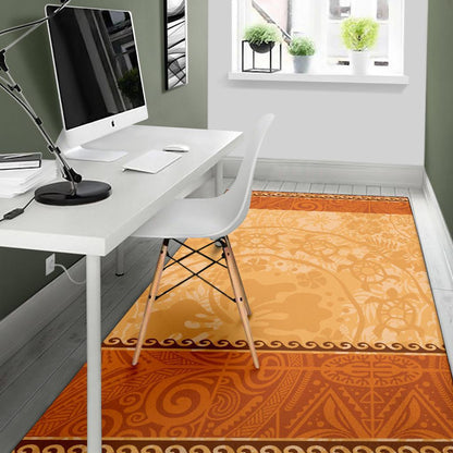 Polynesian Area Rug - Hibiscus And Turtle Vintage Pattern-Myprintsy