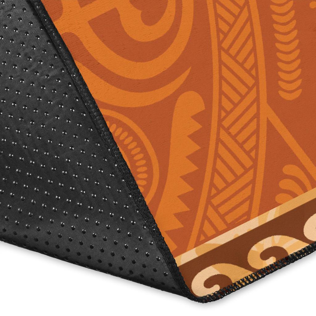 Polynesian Area Rug - Hibiscus And Turtle Vintage Pattern-Myprintsy