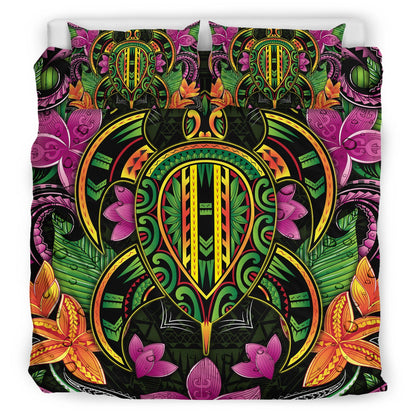 Polynesian Bedding Set - Hawaiian Turtle Colorful