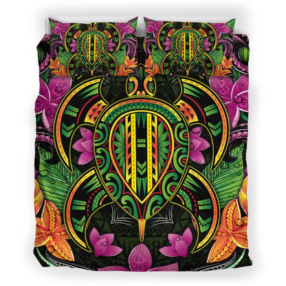 Polynesian Bedding Set - Hawaiian Turtle Colorful
