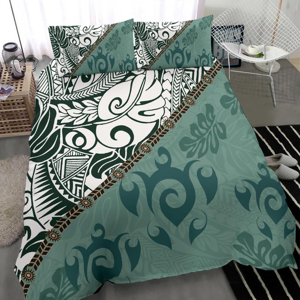 Polynesian Bedding Set - Leaves And Turtles