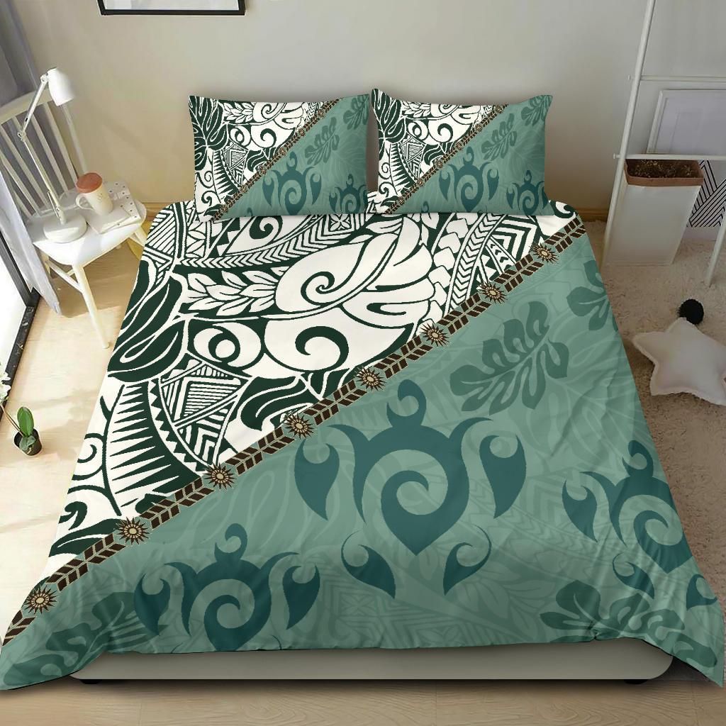 Polynesian Bedding Set - Leaves And Turtles