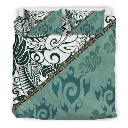 Polynesian Bedding Set - Leaves And Turtles