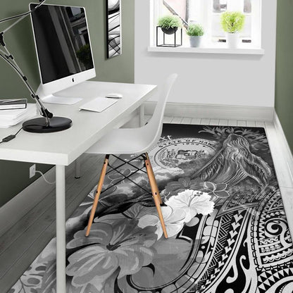 Polynesian Hawaii Custom Personalised Area Rug - Humpback Whale with Tropical Flowers (White)-Myprintsy