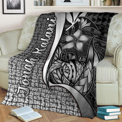 Polynesian Hawaii Jonah Kalani Premium Blanket White - Turtle with Hook-Myprintsy