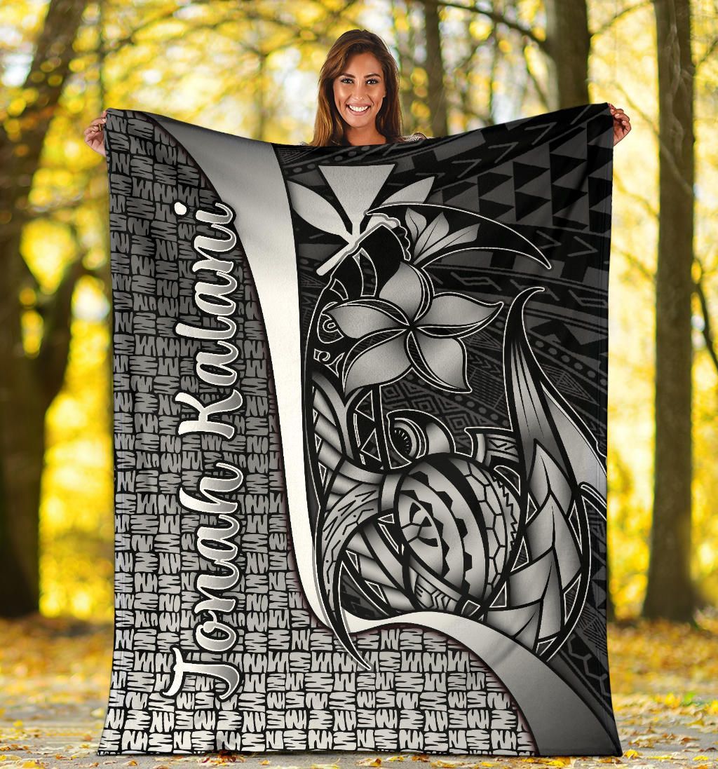 Polynesian Hawaii Jonah Kalani Premium Blanket White - Turtle with Hook-Myprintsy