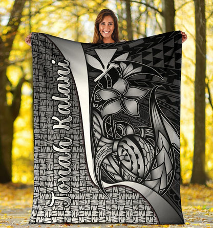 Polynesian Hawaii Jonah Kalani Premium Blanket White - Turtle with Hook-Myprintsy