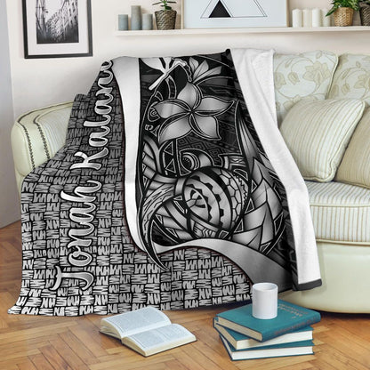 Polynesian Hawaii Jonah Kalani Premium Blanket White - Turtle with Hook-Myprintsy