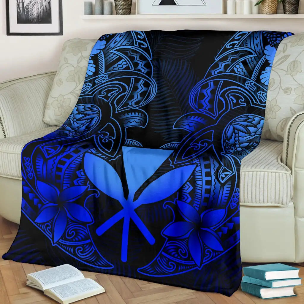 Polynesian Hawaii (Kanaka Maoli) Premium Blanket - Blue Turtle Homeland-Myprintsy