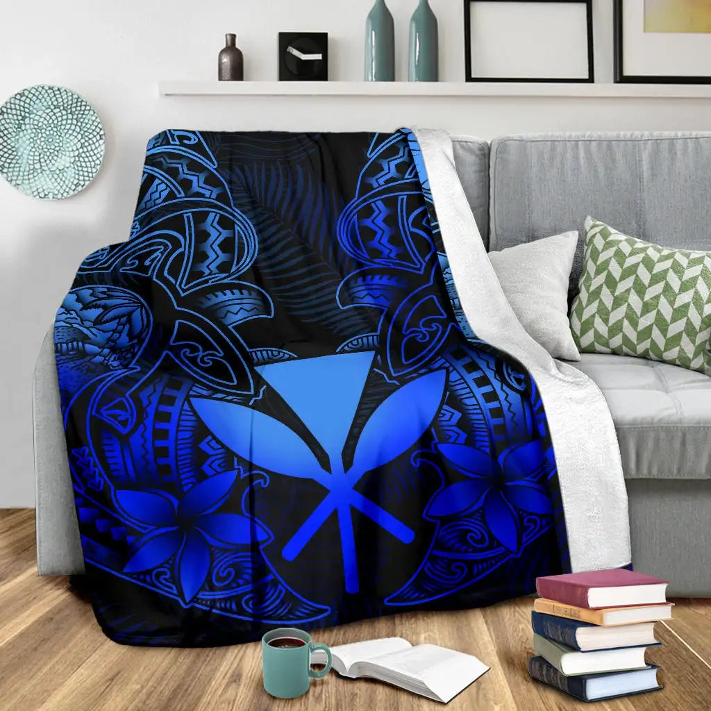 Polynesian Hawaii (Kanaka Maoli) Premium Blanket - Blue Turtle Homeland-Myprintsy