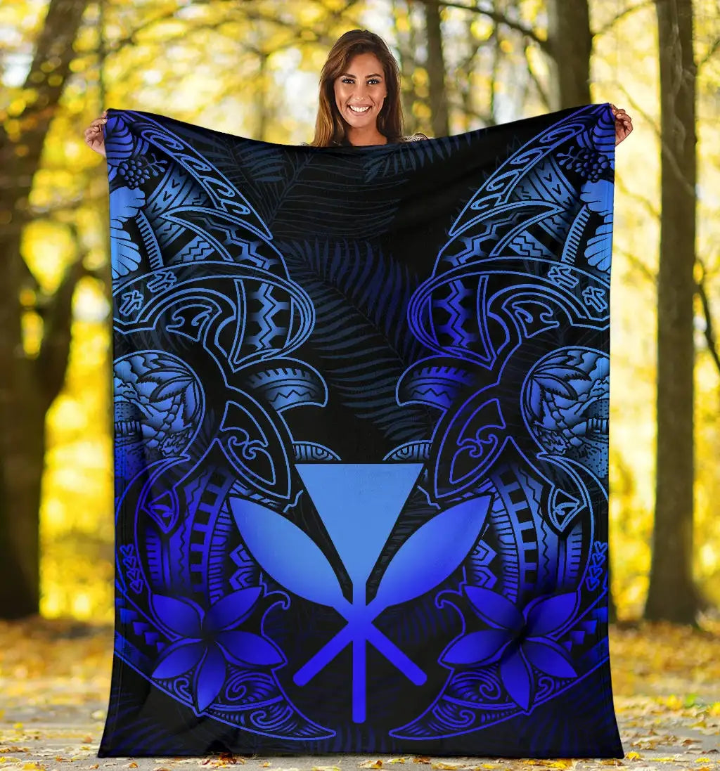 Polynesian Hawaii (Kanaka Maoli) Premium Blanket - Blue Turtle Homeland-Myprintsy