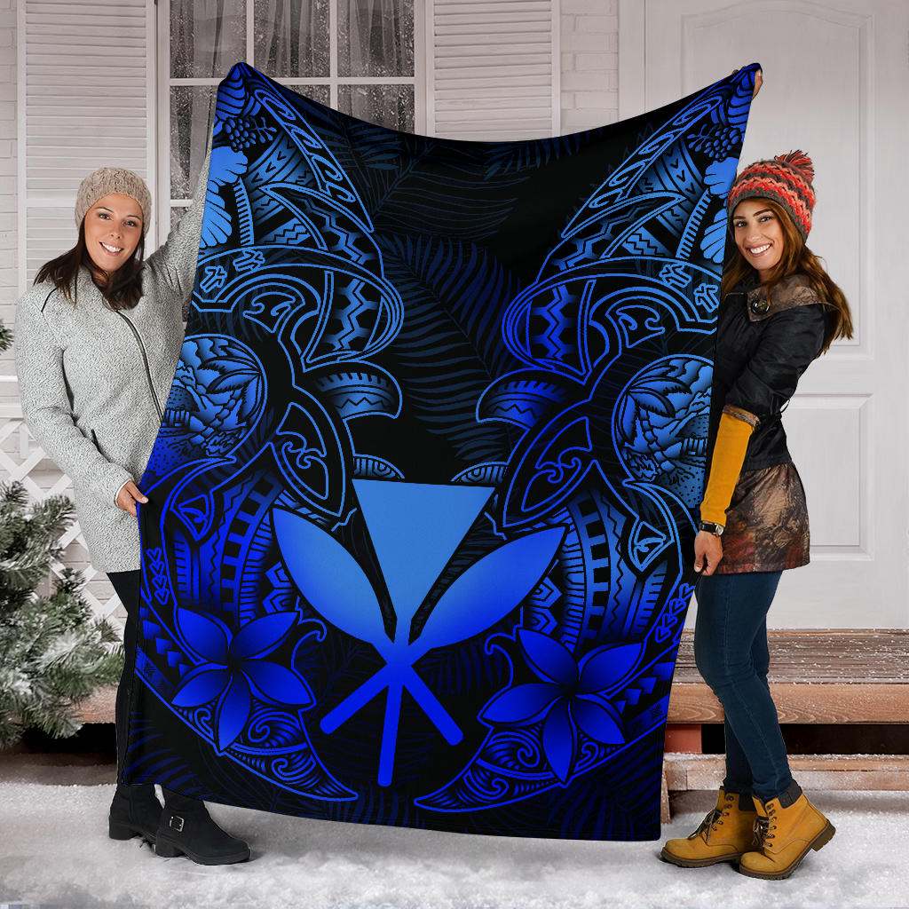 Polynesian Hawaii (Kanaka Maoli) Premium Blanket - Blue Turtle Homeland-Myprintsy