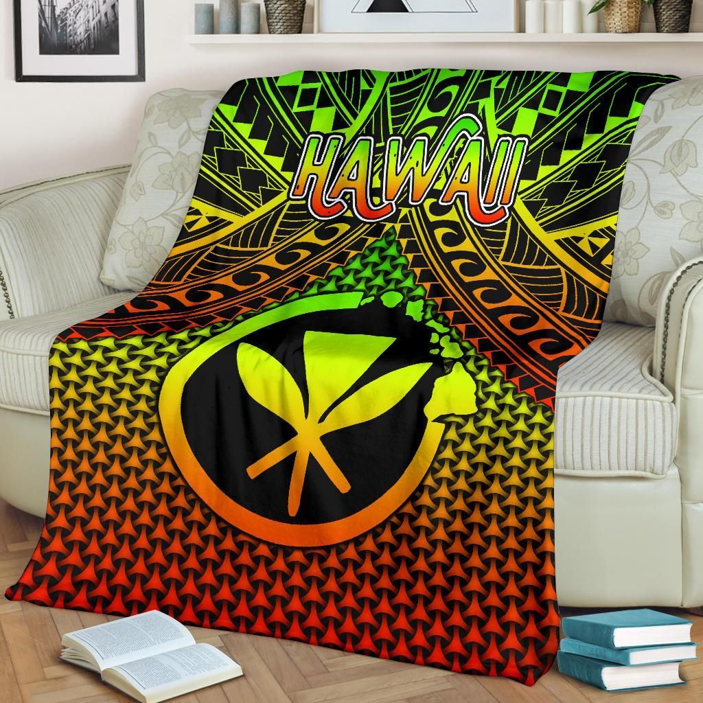 Polynesian Hawaii Kanaka Maoli Premium Blanket - Reggae Vintage Polynesian Patterns-Myprintsy