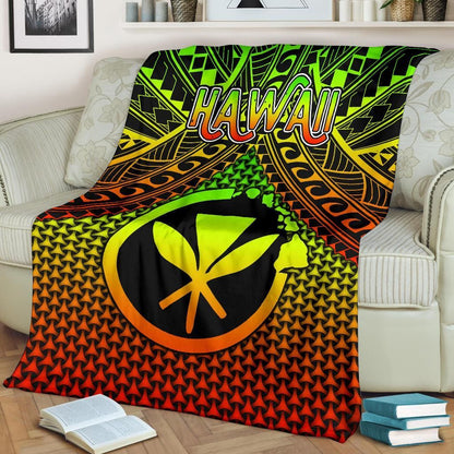Polynesian Hawaii Kanaka Maoli Premium Blanket - Reggae Vintage Polynesian Patterns-Myprintsy