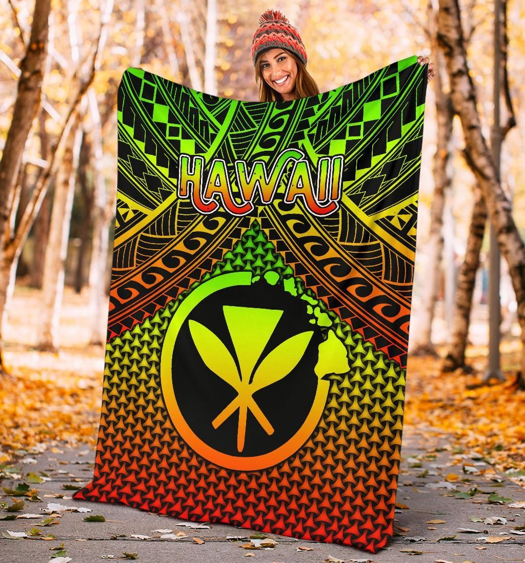 Polynesian Hawaii Kanaka Maoli Premium Blanket - Reggae Vintage Polynesian Patterns-Myprintsy