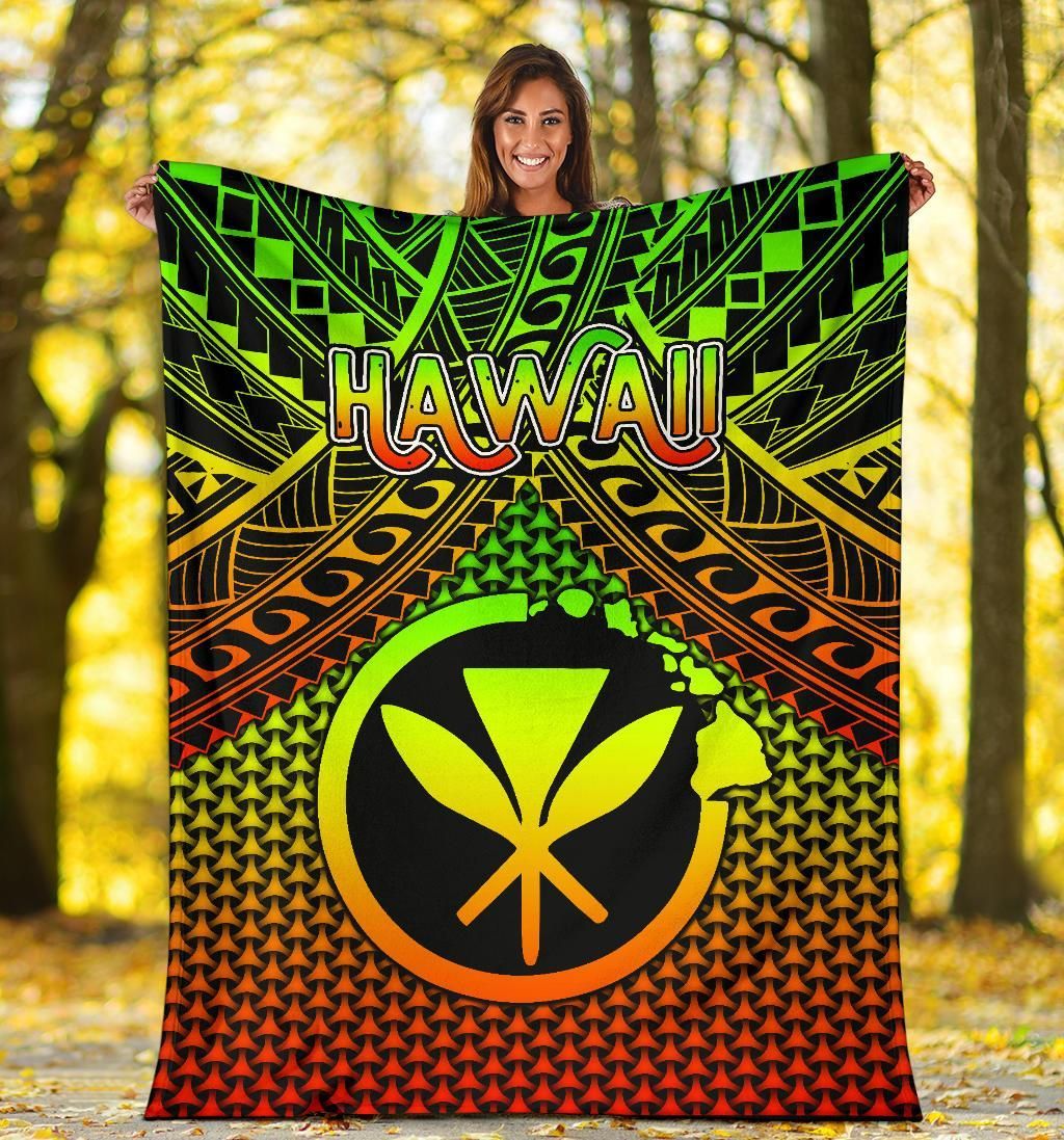Polynesian Hawaii Kanaka Maoli Premium Blanket - Reggae Vintage Polynesian Patterns-Myprintsy
