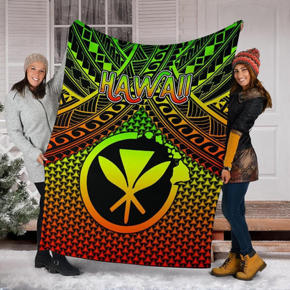 Polynesian Hawaii Kanaka Maoli Premium Blanket - Reggae Vintage Polynesian Patterns-Myprintsy
