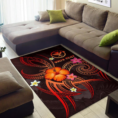 Polynesian Hawaii Personalised Area Rug - Legend of Kanaka Maoli (Red)-Myprintsy